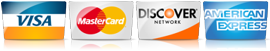 We Accept Visa, Mastercard, Discover